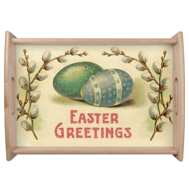 Large Vintage Eggs Easter Holiday Serving Tray (Front)
