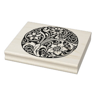 Large Vintage Flower Design Rubber Stamp