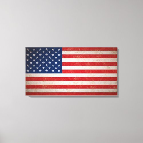 Large Vintage Grunge Style American Flag Canvas