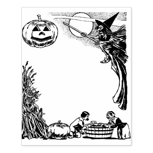 Large Vintage Halloween Card Making  Rubber Stamp 