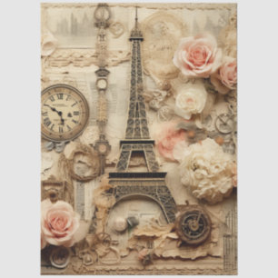 Large Vintage Inspired Floral Eiffel Tower Tissue Paper