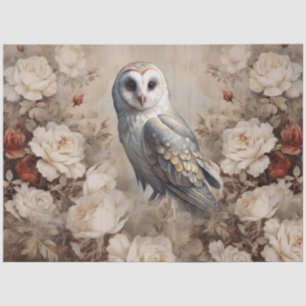 Large Vintage Inspired Victorian Era Roses & Owl Tissue Paper