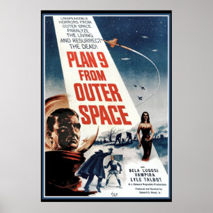 Large Vintage Poster - Old  Outer Space Movie