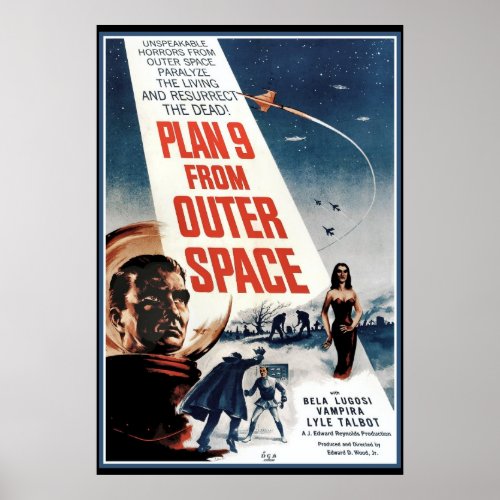 Large Vintage Poster _ Old  Outer Space Movie