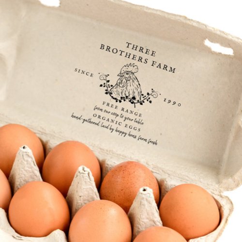 Large Vintage Rustic Egg Carton Custom Family Farm Rubber Stamp