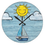 Large wall clock Driftwood Beach design