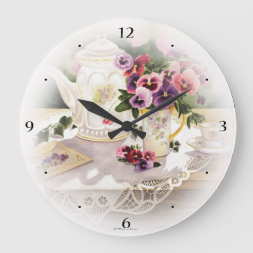 Large Wall clock with Painting of Victorian Tea