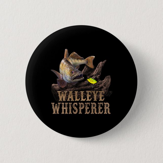 Large Walleye With Fishing Lure Drawing Walleye Wh Button (Front)