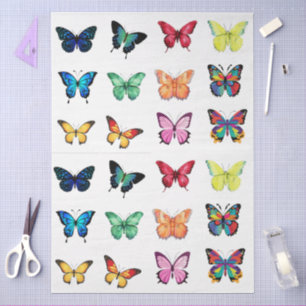 Large Watercolor Butterflies Decoupage Tissue Paper