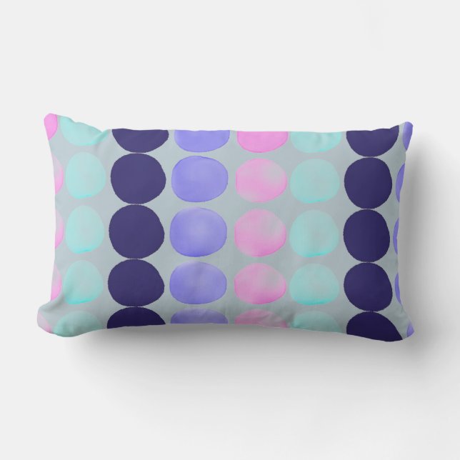 Large watercolor dots lumbar pillow (Front)