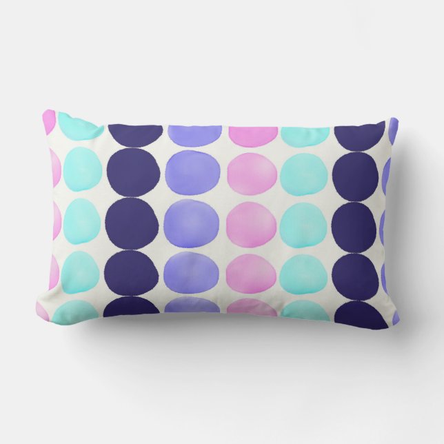 Large watercolor dots lumbar pillow (Front)