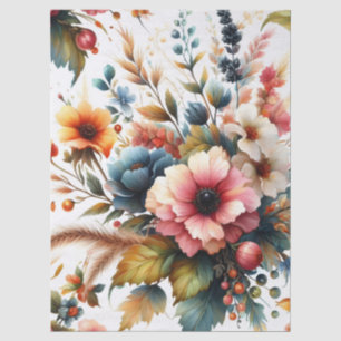 Large Watercolor Floral Vintage Inspired Decoupage Tissue Paper
