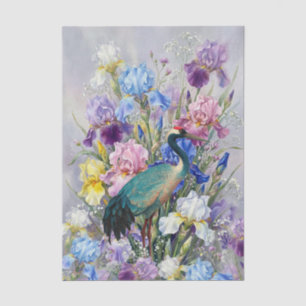 Large Watercolor Irises Crane Furniture Decoupage Tissue Paper