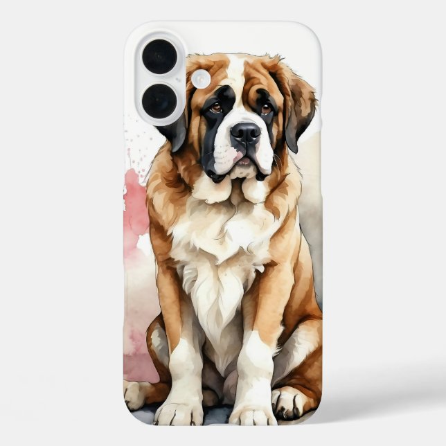 LARGE WATERCOLOR SAINT BERNARD DOG Case-Mate iPhone CASE (Back)