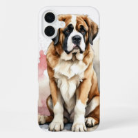 LARGE WATERCOLOR SAINT BERNARD DOG