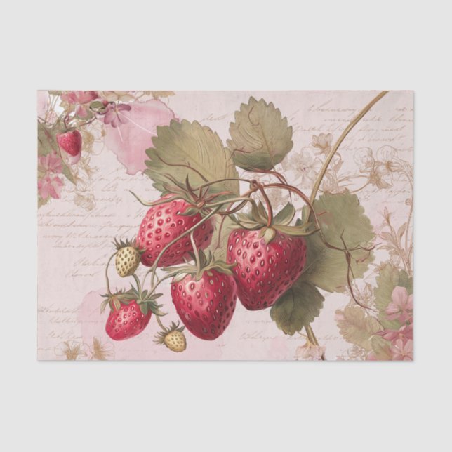 Large Watercolor Strawberries Tissue Paper (Front)