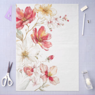 Large Watercolor Wildflowers Bouquet Decoupage Tissue Paper