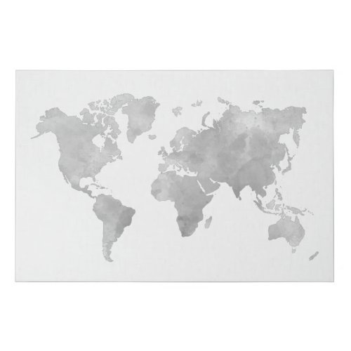 Large Watercolor World Map Travel Office Decor WFH Faux Canvas Print