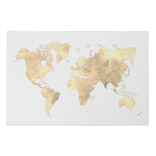 Large Watercolor World Map Work From Home Office Faux Canvas Print