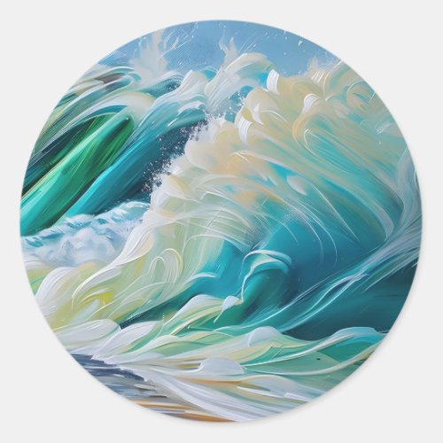 Large wave in the ocean classic round sticker