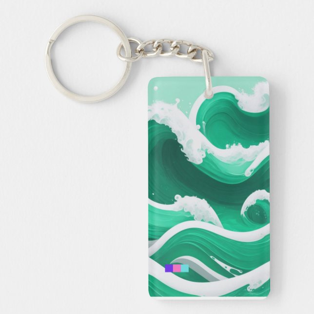 LARGE WAVE KEY HOLDER OF EMERALD GREEN KEYCHAIN (Front)