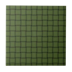 Large Weave - Dark Olive Green Ceramic Tile