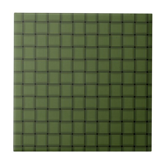 Large Weave Dark Olive Green Ceramic Tile