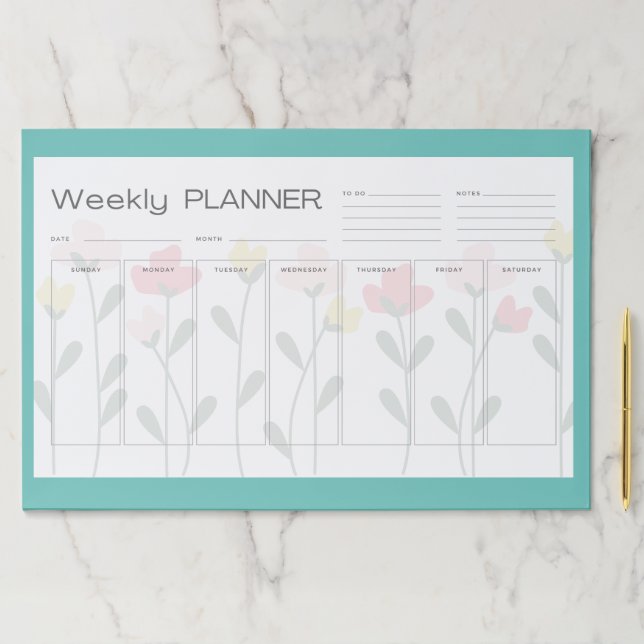 Large Weekly Planner Tearaway Pages Floral Paper Pad (Insitu)
