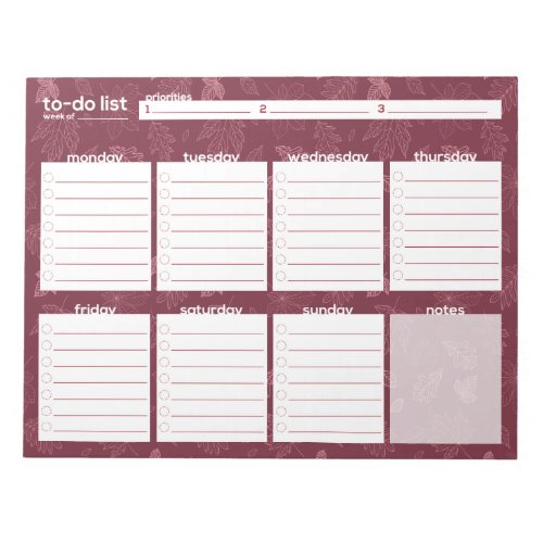 Large Weekly To_Do List _ Leaf Design Notepad