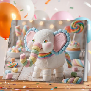 Large Whimsical Elephant Personalized Birthday Card