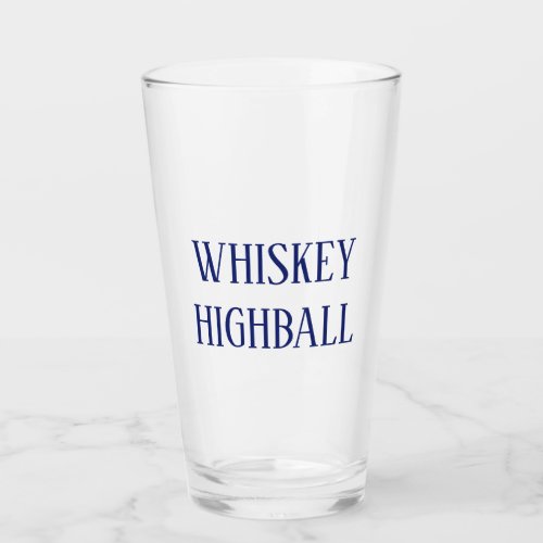 Large whiskey highball vintage typography cocktail glass