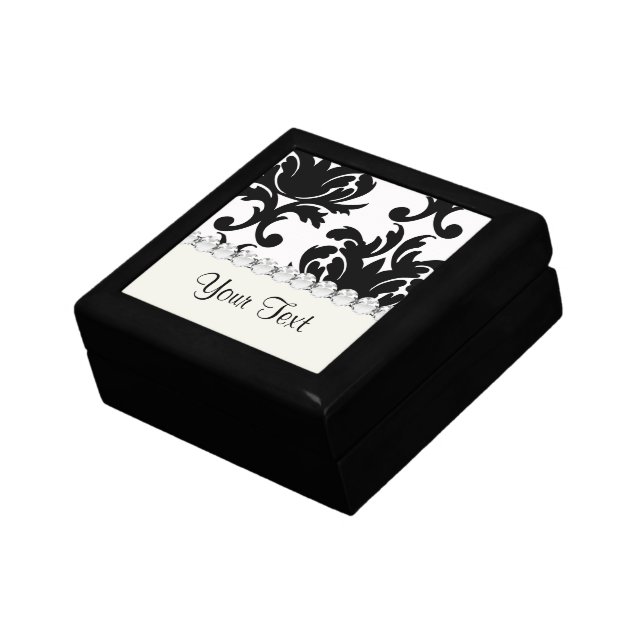 large white and black bold damask jewelry box (Side)