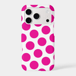 Large White and Hot Pink Polka Dot Pattern Iphone 18 Pro Case
