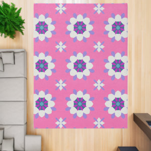 Large white and purple flowers Geometric Rug