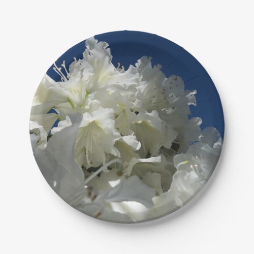 large white blossom against blue sky throw pillow paper plates