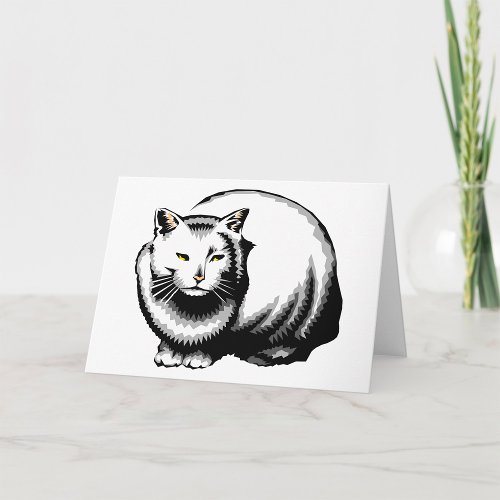 Large White Cat Greeting Cards
