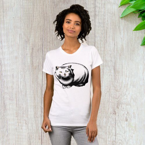 Large White Cat Womens T_Shirt