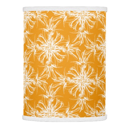Large White Damasks on Marigold Orange Lamp Shade (Right)
