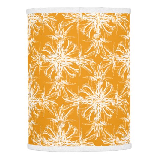 Large White Damasks on Marigold Orange Lamp Shade (Back)