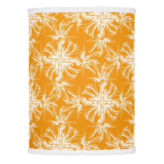 Large White Damasks on Marigold Orange Lamp Shade (Front)