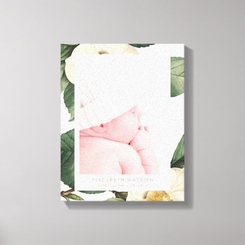 Large White Floral Frame Canvas Print