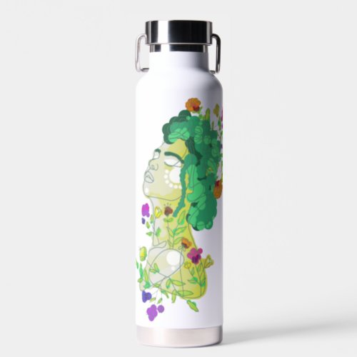 Large White Illustrated Nature Goddess Water Bottle
