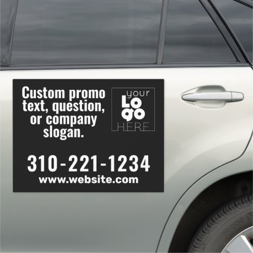 Large White Logo on Black Magnetic Vehicle Ad Sign