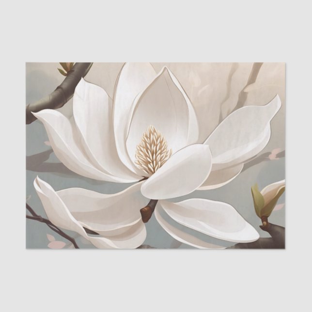 Large White Magnolia Flower Tissue Paper (Front)