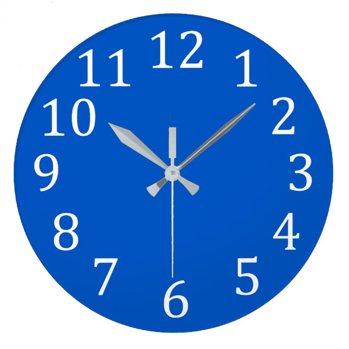 Large White Numbers on Plain Blue Wall Clocks | Zazzle.com