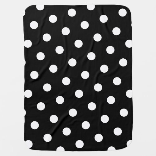 Large White Polka Dot Pattern _ Custom Color Black Baby Blanket