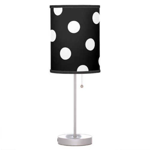 Large White Polka Dot Pattern _ Custom Color Black Table Lamp