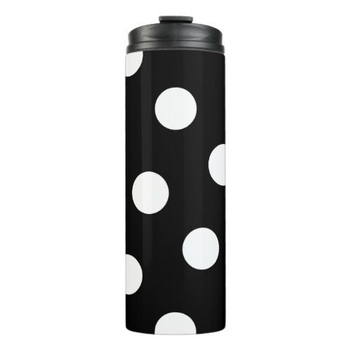 Large White Polka Dot Pattern _ Custom Color Black Thermal Tumbler