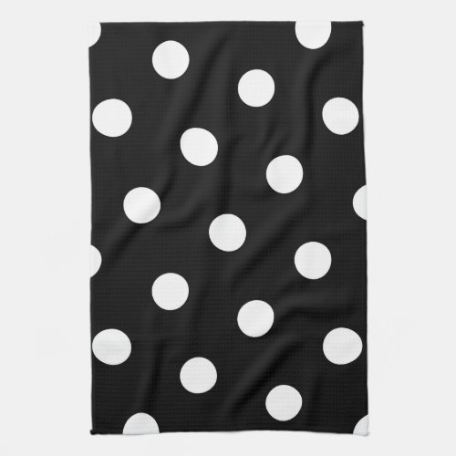 Large White Polka Dot Pattern _ Custom Color Black Towel