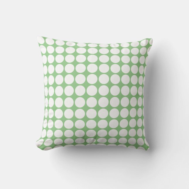 Large White Polka Dot Sage Green Classy Gift Favor Throw Pillow (Front)